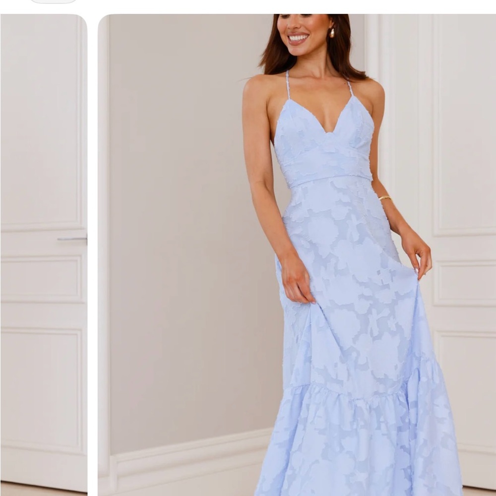 Hello Molly Light Blue Lace Maxi Dress